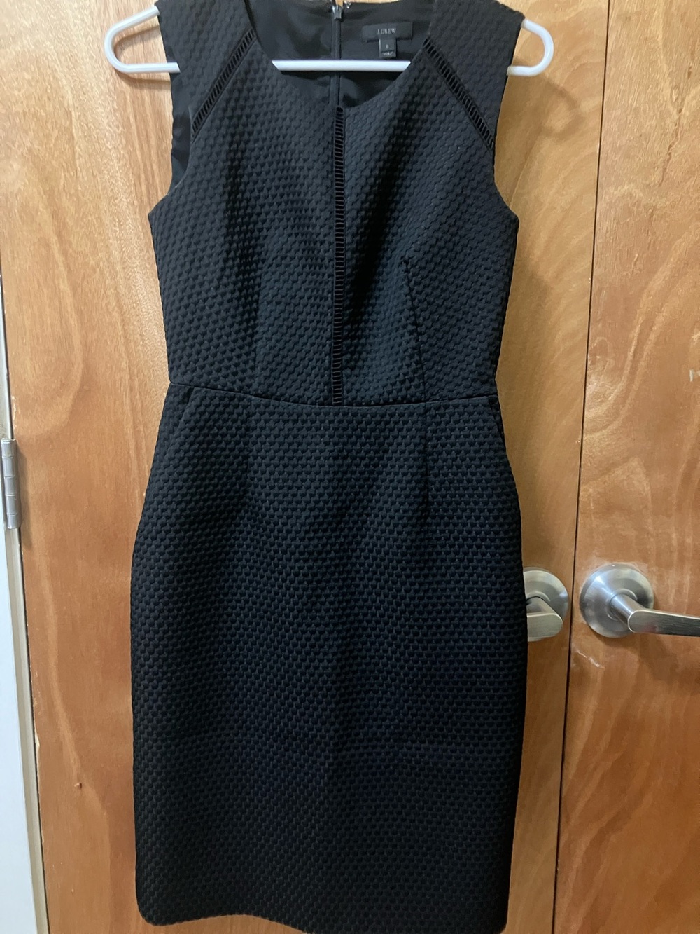 J. Crew Black Textured Midi Sheath Dress with Subtle Pattern